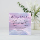 Invitation Whispers of Silk : Dreamy Pastel Waves Pink Blue (Debout devant)