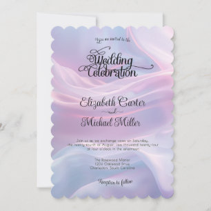 Invitation Whispers of Silk : Dreamy Pastel Waves Pink Blue