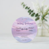 Invitation Whispers of Silk : Dreamy Pastel Waves Pink Blue (Debout devant)