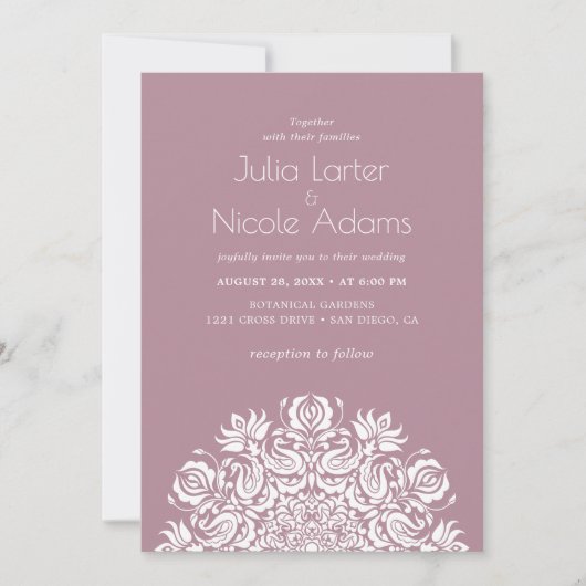 Invitation Whispers Swan Birds Lotus Flowers Mandala Wedding (Devant)