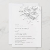 Invitation White 3D Flowers Roses Simple Wedding (Devant)