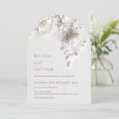 Invitation White 3D Flowers Roses Wedding (Debout devant)
