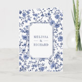 Invitation White and Blue Chinoiserie Crest QR Code Wedding (Devant)