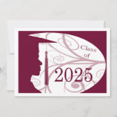 Invitation White and Burgundy Man 2025 Graduation Party (Devant)
