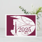 Invitation White and Burgundy Man 2025 Graduation Party (Debout devant)