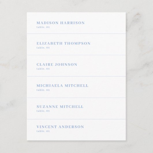 Invitation White and Dusty Blue Wedding Place Name Card DIY (Devant)