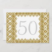 Invitation White and Gold 50th Birthday Party Blanc (Dos)