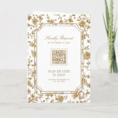 Invitation White and Gold Chinoiserie Crest QR Code Wedding (Dos)