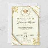 Invitation White and Gold Elegant Graduation Party (Devant)