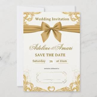 Invitation White and Gold Modern Elegant Wedding Celebration 