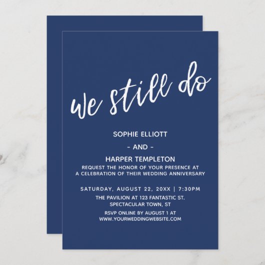 Invitation White and Navy Nous faisons toujours l'écriture ma (Devant / Derrière)