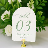Invitation White and Sage Green Wedding Table Number