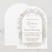 Invitation  white baby's breath flowers Baptism (Devant / Derrière)