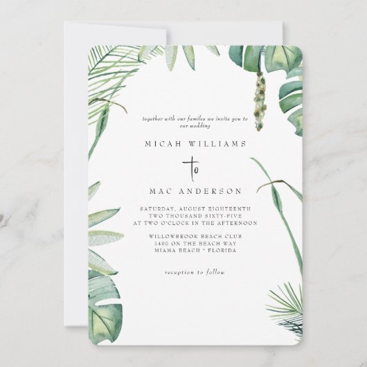 Invitation White Beach Tropics Pas de parents Mariage (Devant)