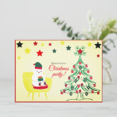 Invitation White Bear Cute Unique Moderne Fête de Noël (Debout devant)