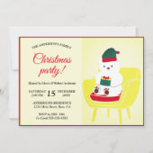 Invitation White Bear Cute Unique Moderne Fête de Noël (Dos)