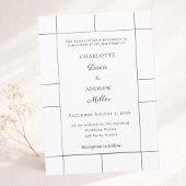Invitation White black checked modern Wedding 