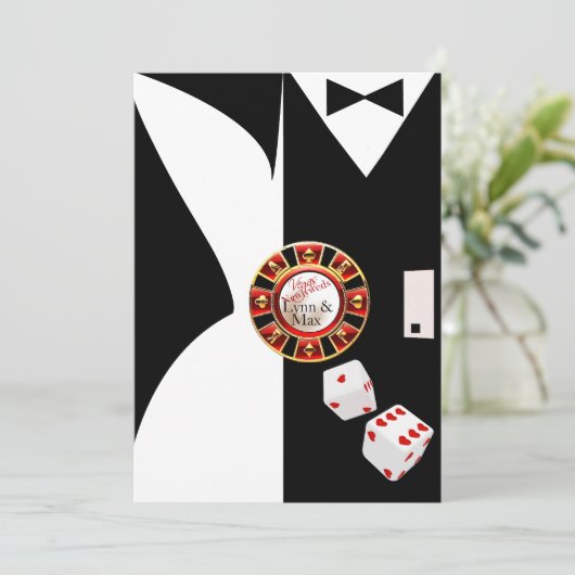 Invitation White Black Vegas Nouvel An Mariage Réception (Debout devant)
