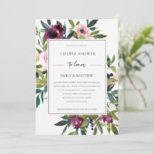 INVITATION WHITE BLUSH BURGUNDY FLORAL BUNCH COUPLE SHOWER (Debout devant)