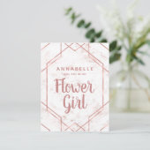 Invitation White Blush Marble Rose Gold Flower Proposition (Debout devant)