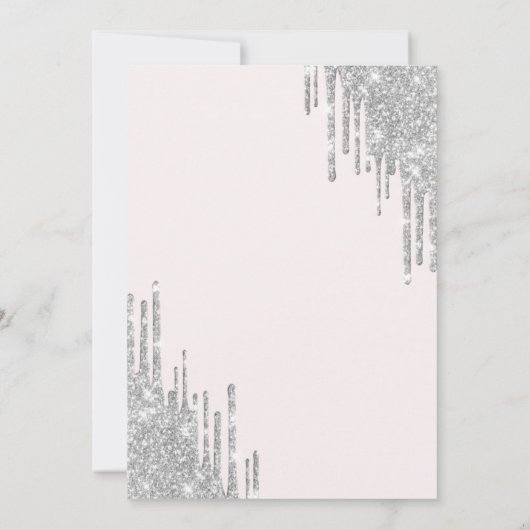 Invitation White Bow Silver Glitter Drips Quinceañera (Dos)