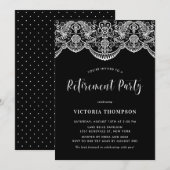 Invitation White Brocade Lace Black Retraite Party (Devant / Derrière)