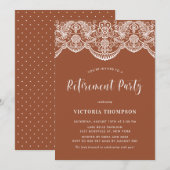Invitation White Brocade Lace Terracotta Retraite Party (Devant / Derrière)