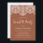 Invitation White Brocade Lace Terracotta Sweet 16 Party<br><div class="desc">Invités Invitations à votre événement avec cette invitation sucrée personnalisable de 16 fêtes. Il dispose d'une élégante guirlande en dentelle de brocade sur un arrière - plan en terre cuite. Personnalisez en ajoutant vos détails. Cette invitation au sweet sixteen de dentelle est parfaite pour tout thème d'événement ou saison.</div>