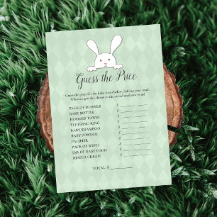 Invitation White Bunny Green Devinez Le Baby shower Prix Jeu