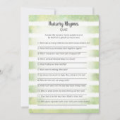 Invitation White Bunny Green Nursery Rhymes Jeu de Quiz (Devant)