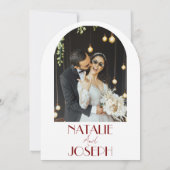 Invitation White Burgundy Minimalist Photo Arched Wedding (Dos)