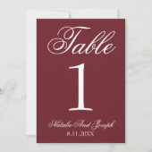 Invitation White Burgundy Old Money Wedding Table Number (Devant)
