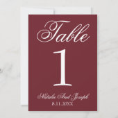 Invitation White Burgundy Old Money Wedding Table Number (Dos)