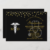 Invitation White Caduceus et Stethoscope Docteur (Devant / Derrière)