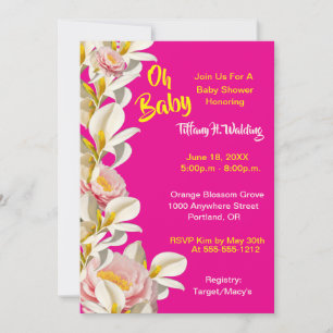 Invitation White Calla Lily & Peony Oh Baby Girl Baby shower