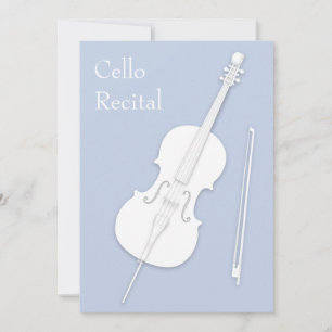 Invitation White Cello & Bow Music Considérant Concert Pale B