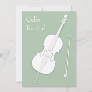 Invitation White Cello & Bow Music Considérant Concert Pea Gr
