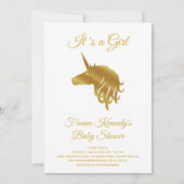 Invitation White C'est une fille Unicorn Baby shower Invitati (Devant)