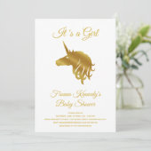 Invitation White C'est une fille Unicorn Baby shower Invitati (Debout devant)