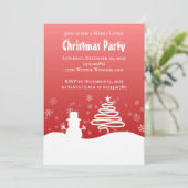 Invitation White Christmas Winter Wonderland Snowman Tree (Debout devant)