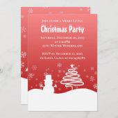 Invitation White Christmas Winter Wonderland Snowman Tree (Devant / Derrière)