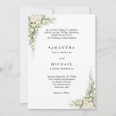 Invitation White Cream Florals Both Parents Names Wedding (Devant)