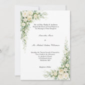 Invitation White Cream Florals Traditional Church Wedding (Devant)
