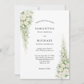 Invitation White Cream Roses Florals Wedding Modern Elegant (Devant)