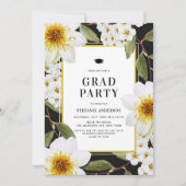 Invitation White Dahlia et Spirea Botanical Graduical Party (Devant)