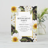 Invitation White Dahlia et Spirea Botanical Retirement Party (Debout devant)