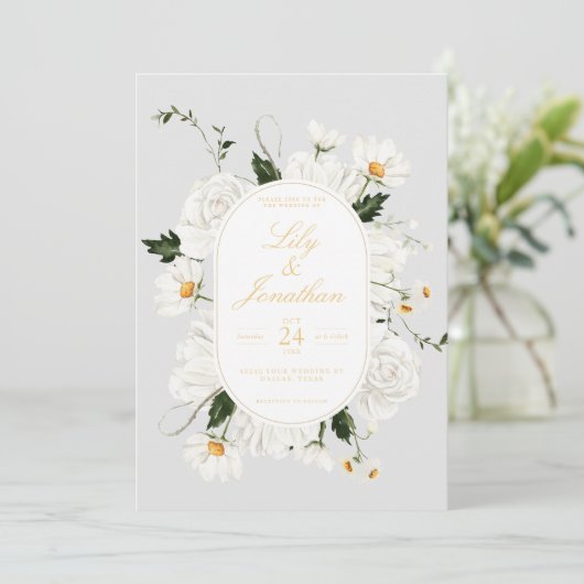 Invitation White Daisey et Mariage Rose (Debout devant)
