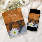 Invitation White Daisy and Horseshoe Country Western Mariage