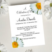 Invitation White Daisy Celebration of Life Card