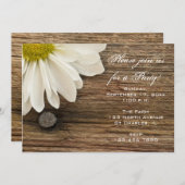 Invitation White Daisy et Barn Wood (Devant / Derrière)